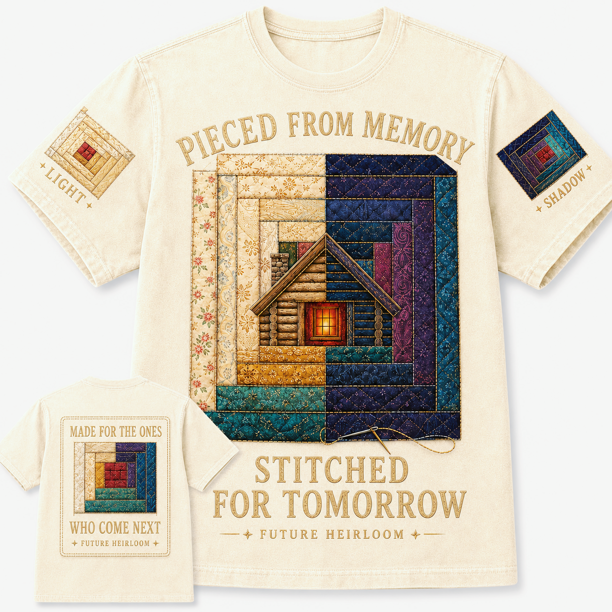 Stitched for Tomorrow Log Cabin Quilt T-Shirt