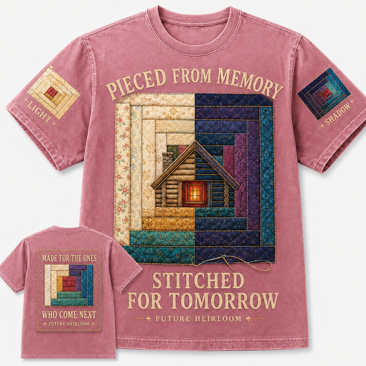 Stitched for Tomorrow Log Cabin Quilt T-Shirt