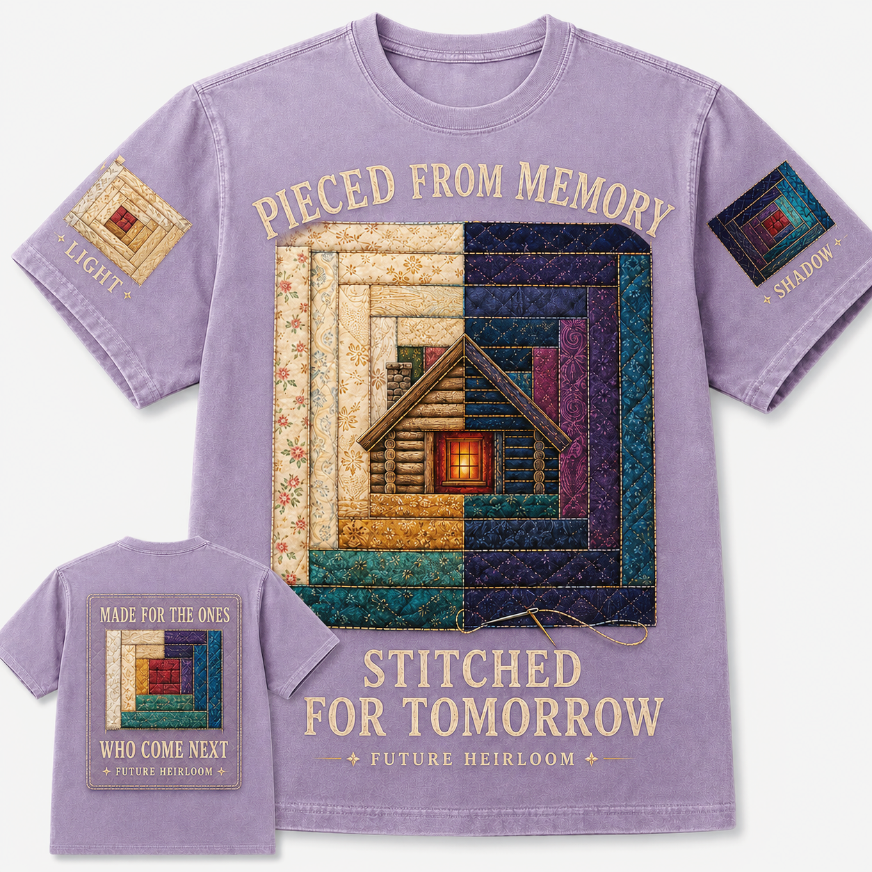 Stitched for Tomorrow Log Cabin Quilt T-Shirt