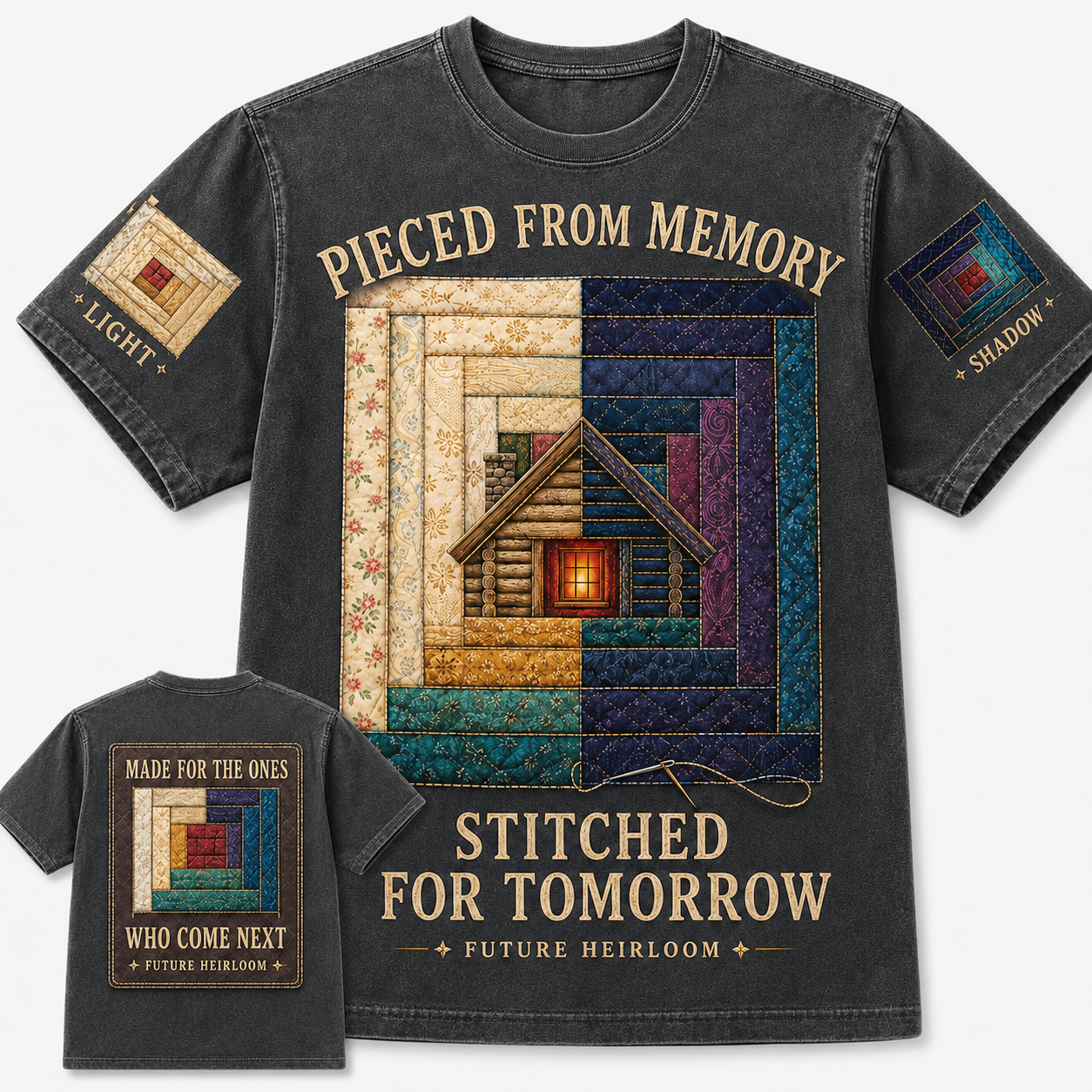 Stitched for Tomorrow Log Cabin Quilt T-Shirt