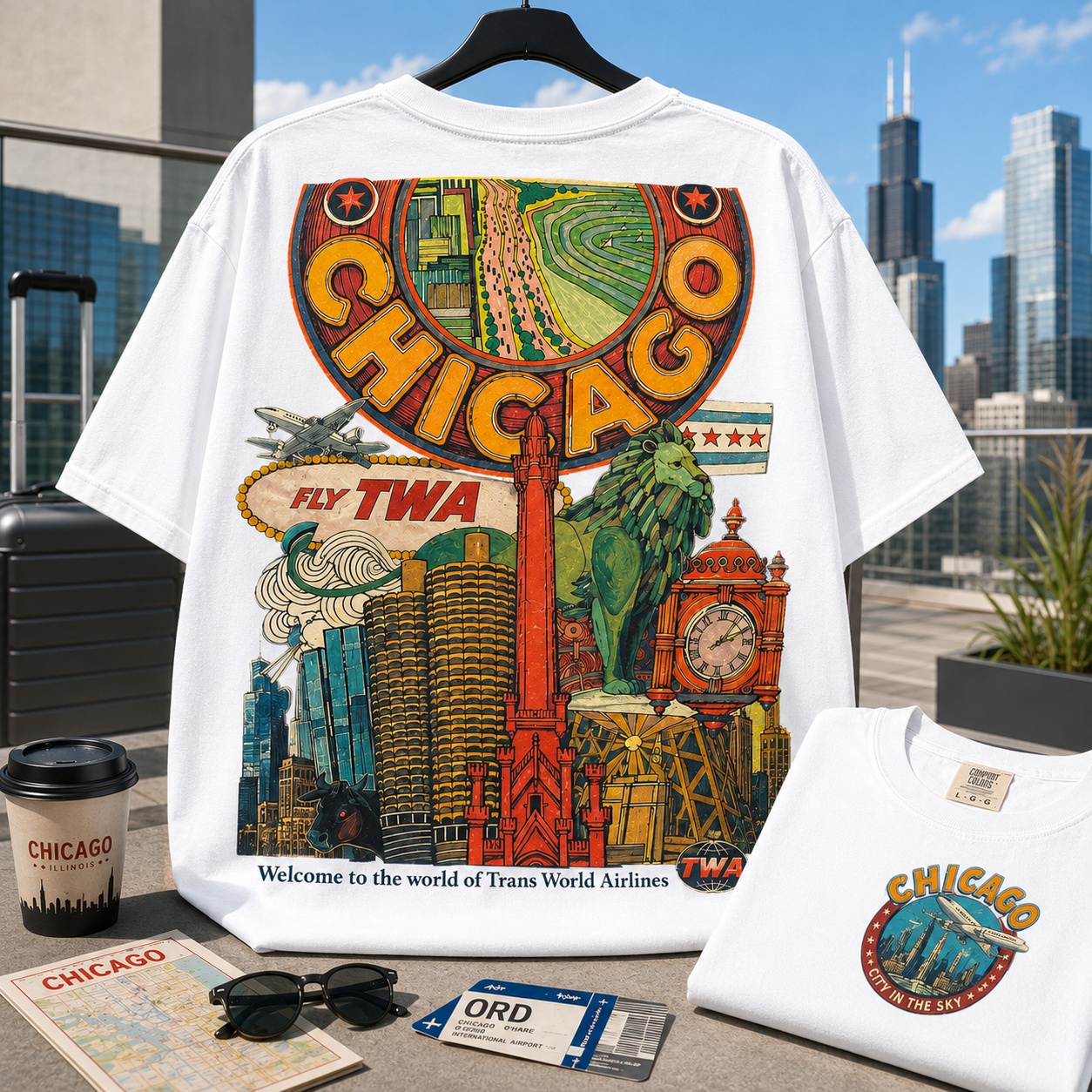 Chicago Retro Travel Collection Tee
