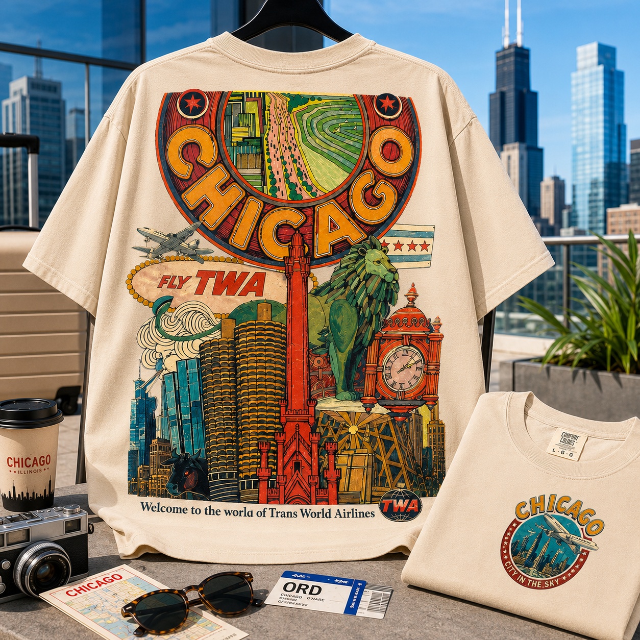 Chicago Retro Travel Collection Tee