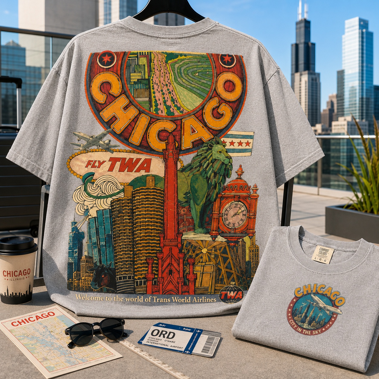 Chicago Retro Travel Collection Tee