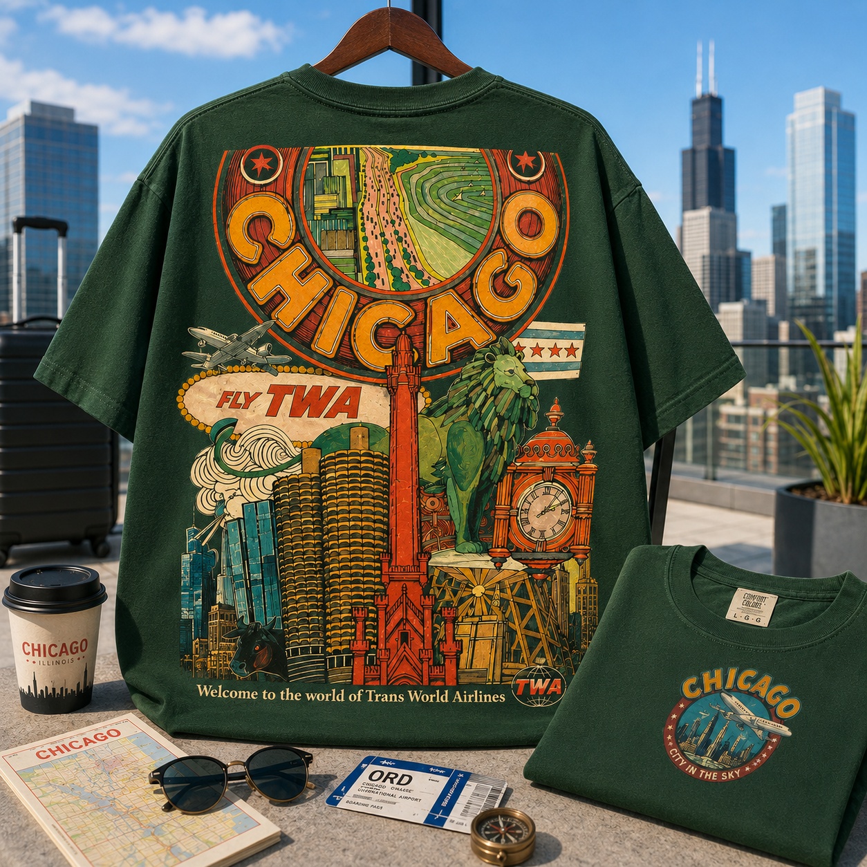 Chicago Retro Travel Collection Tee