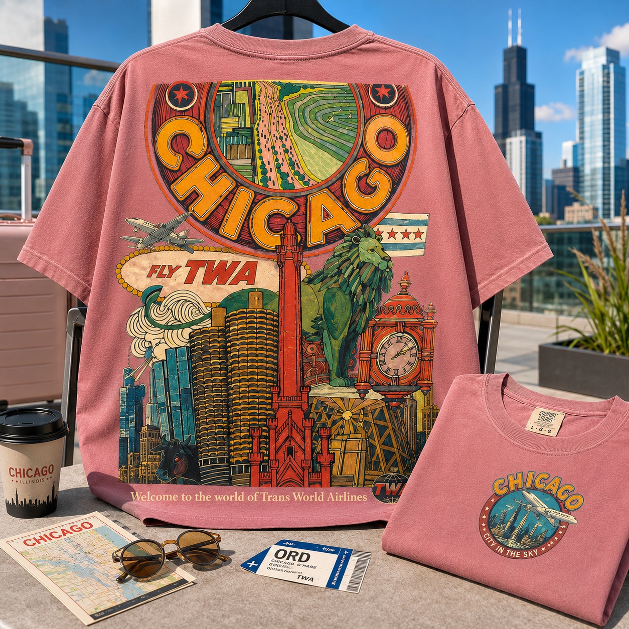 Chicago Retro Travel Collection Tee