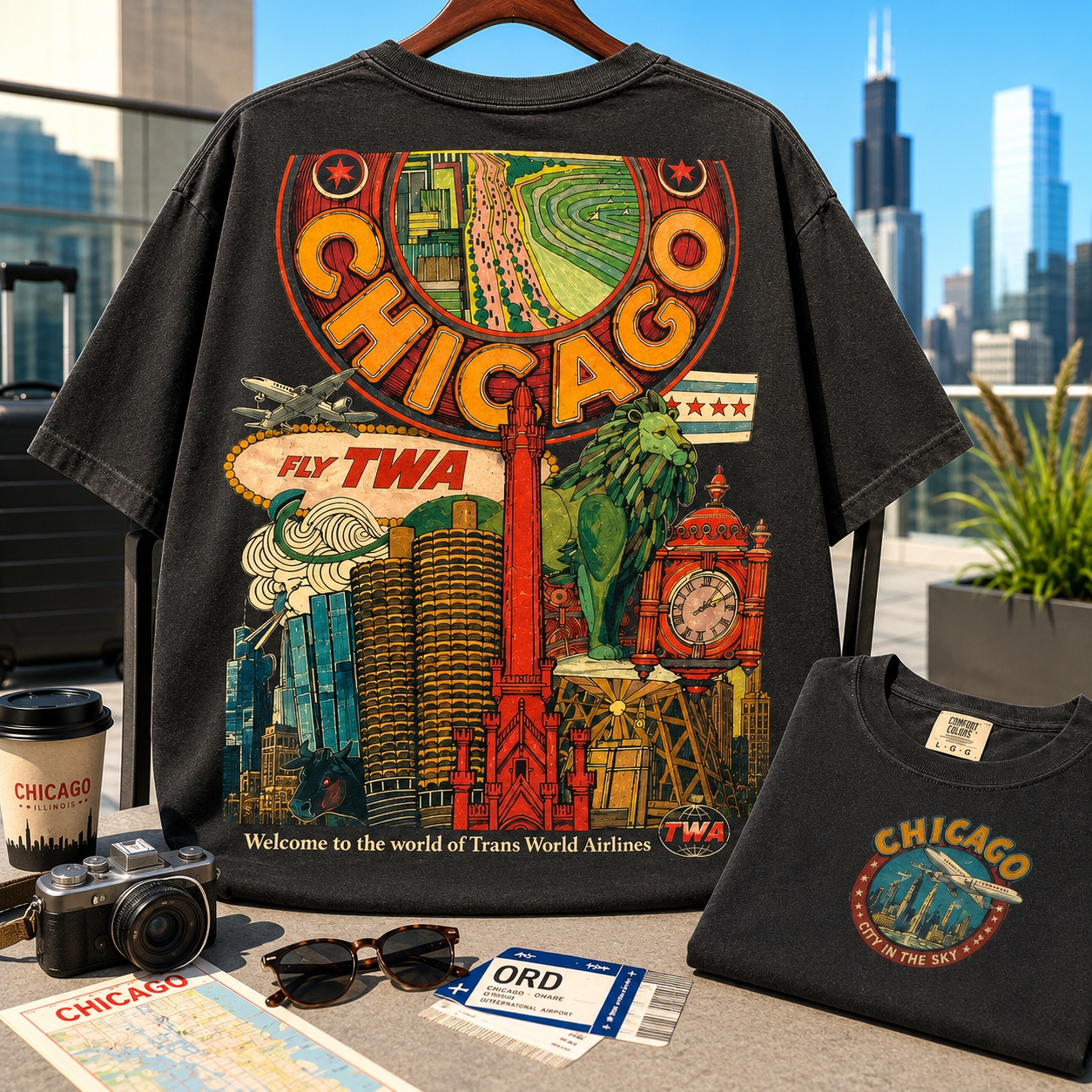 Chicago Retro Travel Collection Tee