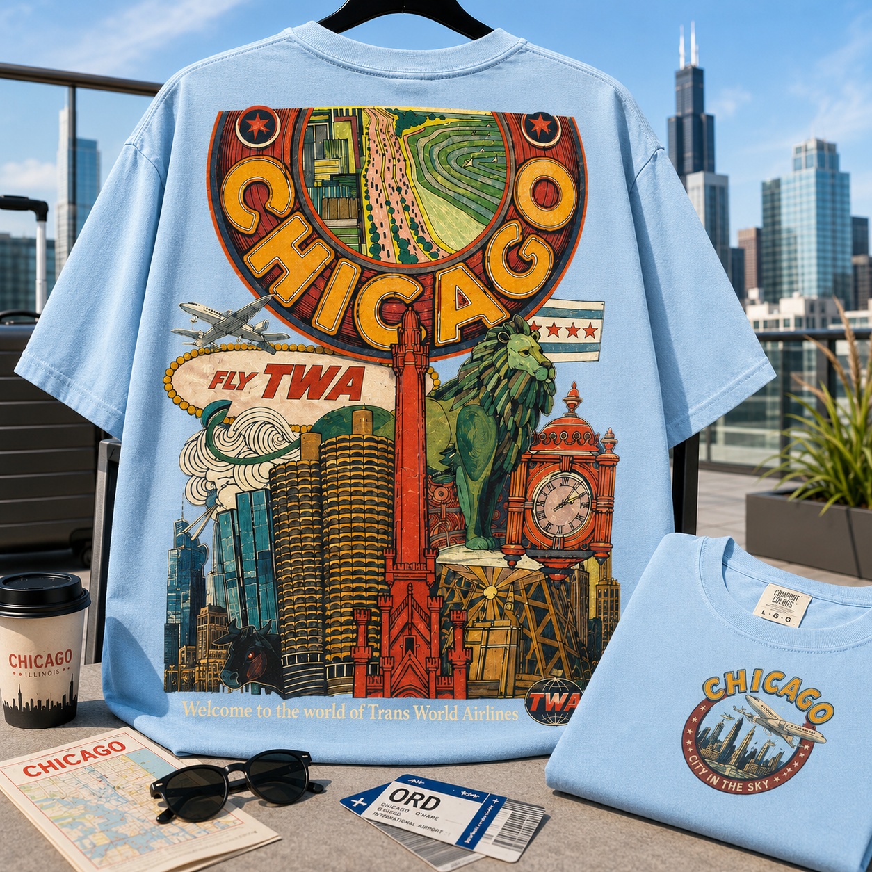 Chicago Retro Travel Collection Tee
