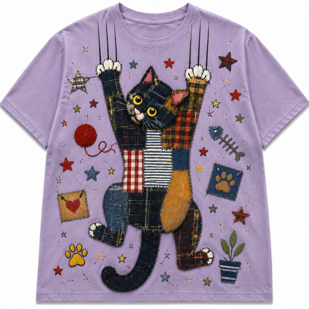 Patchwork Cat Handmade Tee