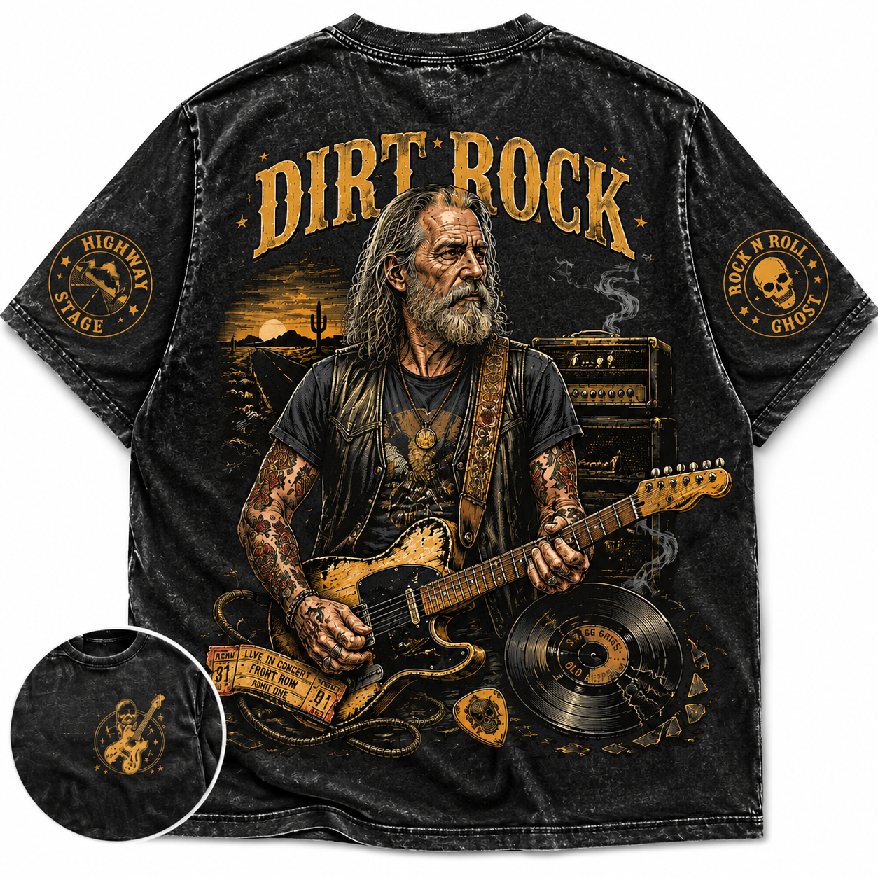"Dirt Rock" Vintage Outlaw Guitarist Graphic Tee