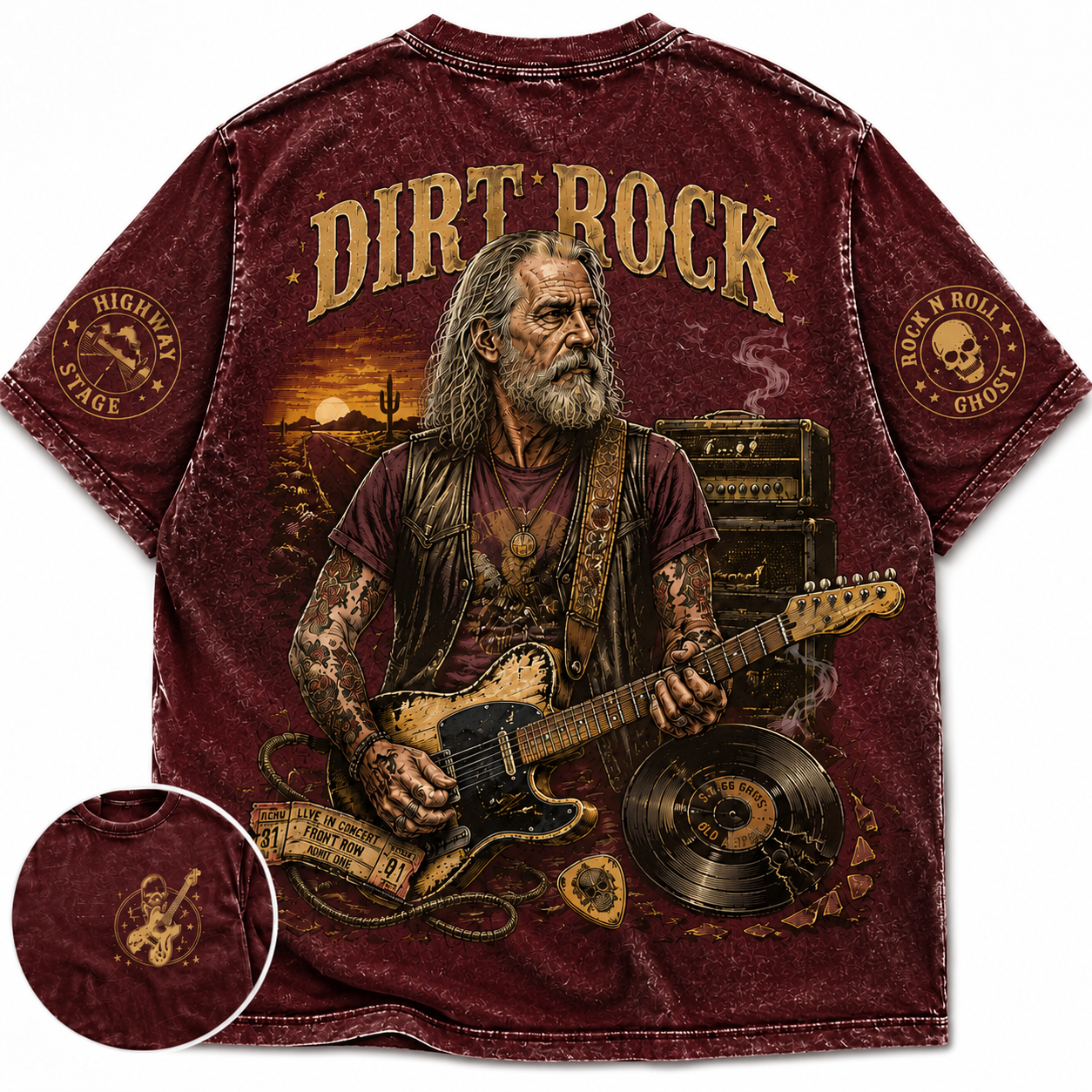 "Dirt Rock" Vintage Outlaw Guitarist Graphic Tee
