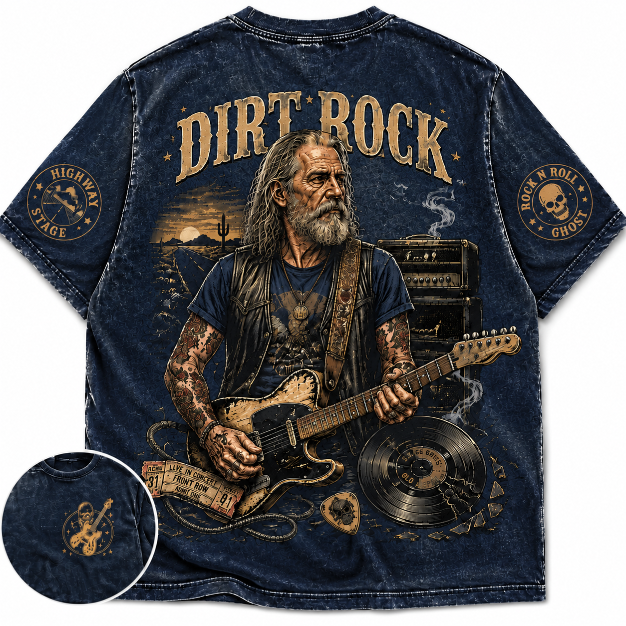 "Dirt Rock" Vintage Outlaw Guitarist Graphic Tee