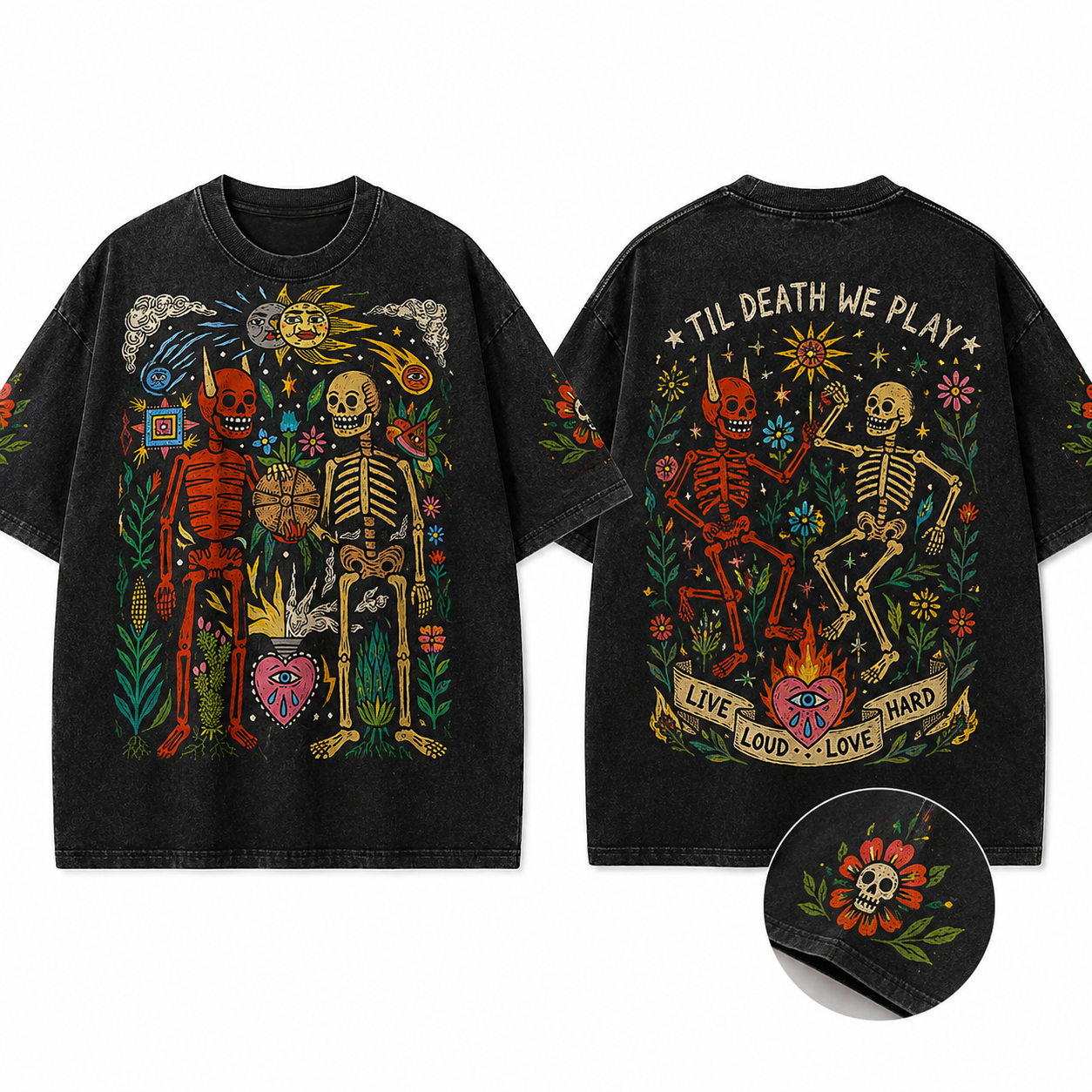Til Death We Play Skeleton Love Vintage Graphic T Shirt
