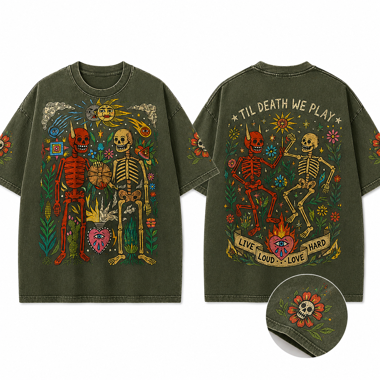 Til Death We Play Skeleton Love Vintage Graphic T Shirt