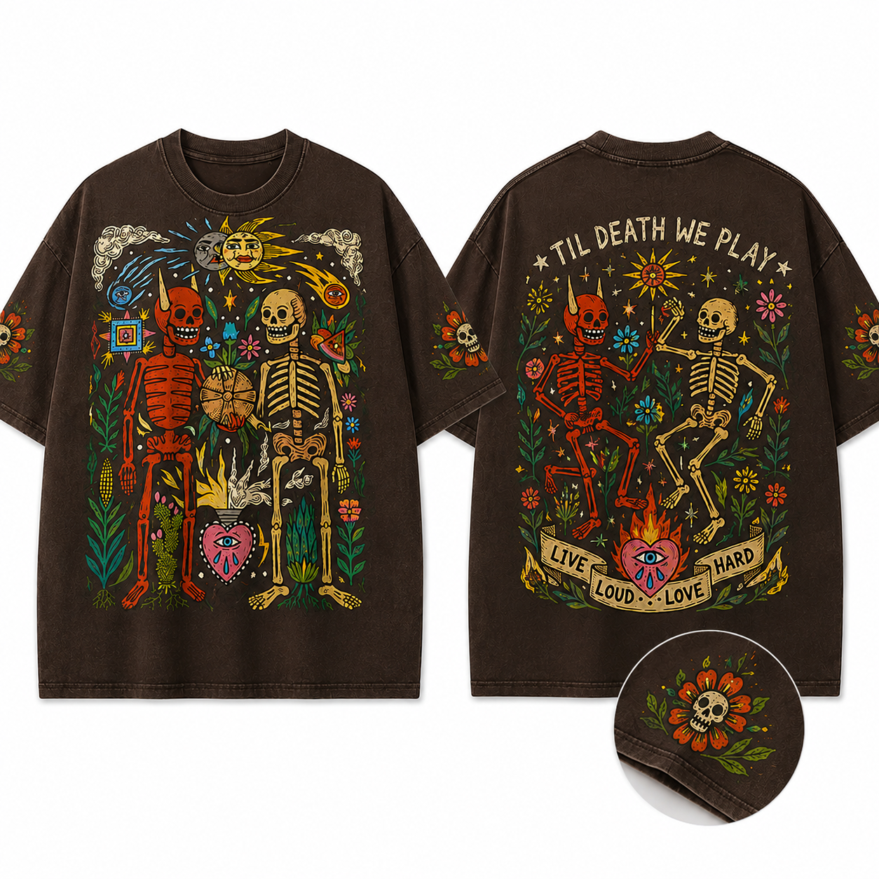 Til Death We Play Skeleton Love Vintage Graphic T Shirt