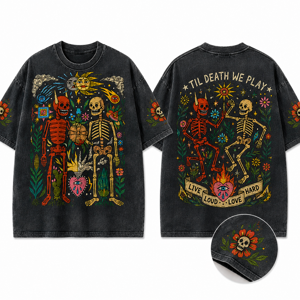 Til Death We Play Skeleton Love Vintage Graphic T Shirt
