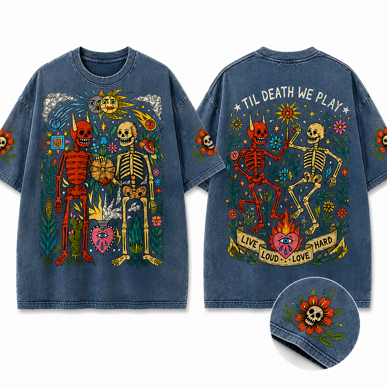 Til Death We Play Skeleton Love Vintage Graphic T Shirt