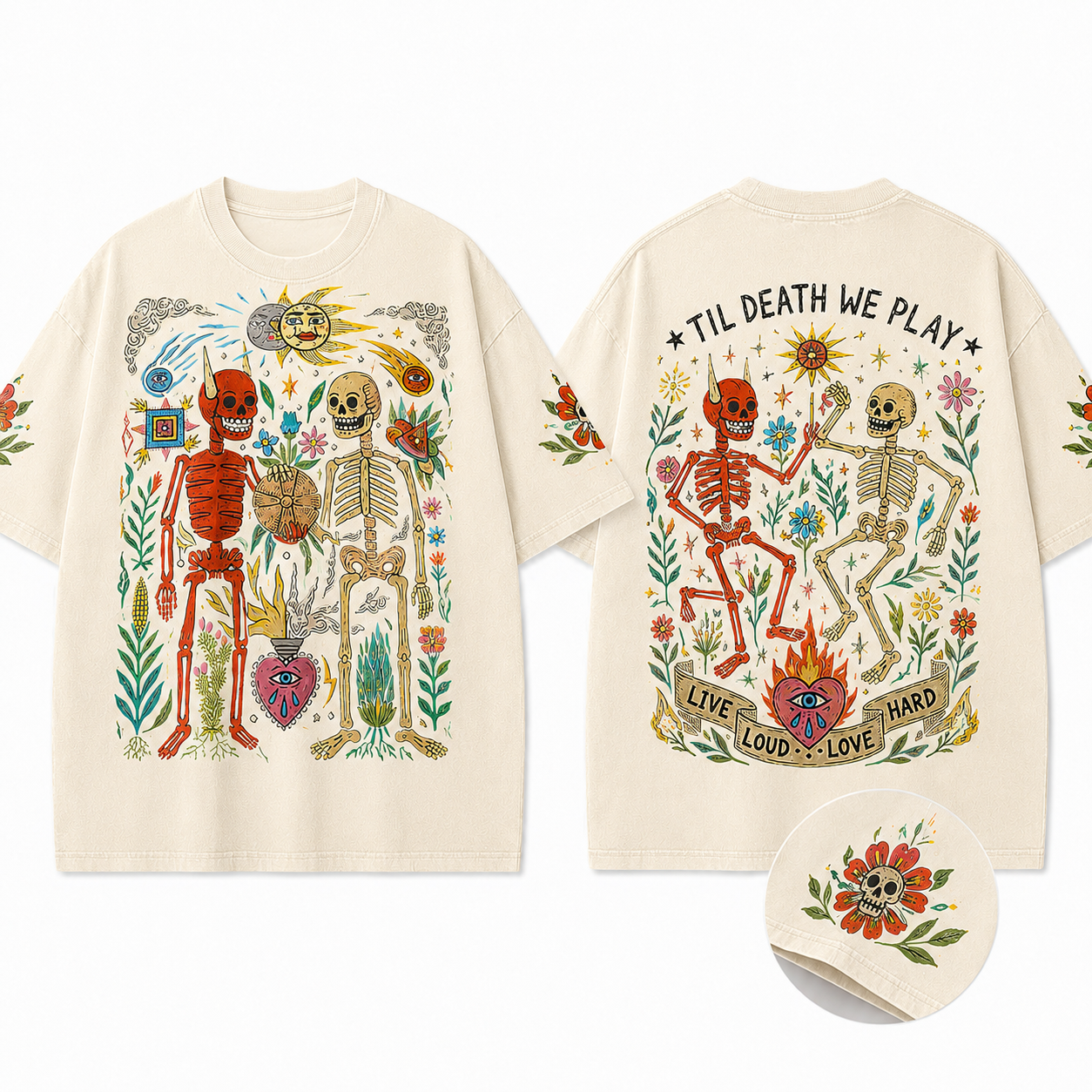 Til Death We Play Skeleton Love Vintage Graphic T Shirt