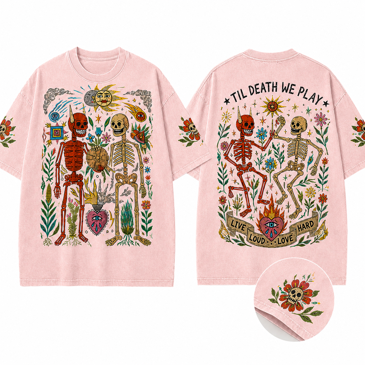 Til Death We Play Skeleton Love Vintage Graphic T Shirt