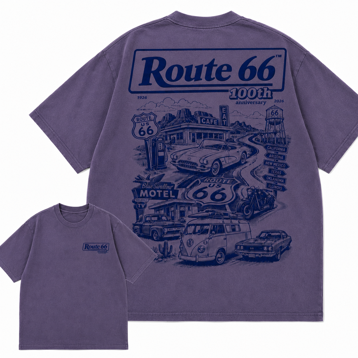 Route 66 100th Anniversary Vintage American Road Trip Graphic T Shirt