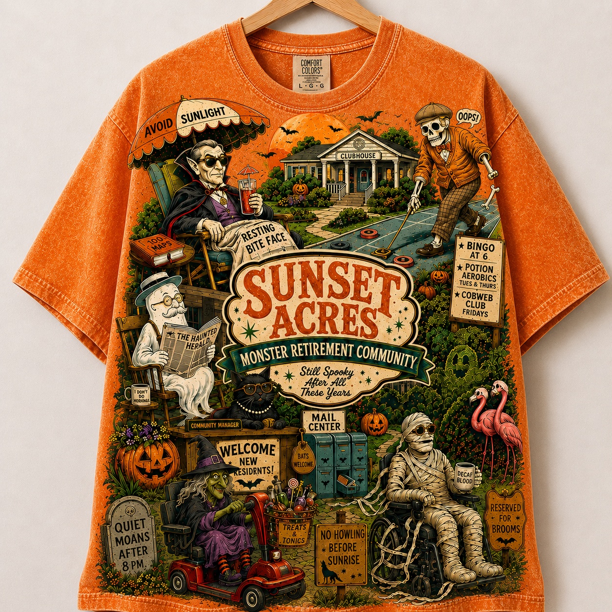 Sunset Acres Monster Retirement Community Halloween Shirt