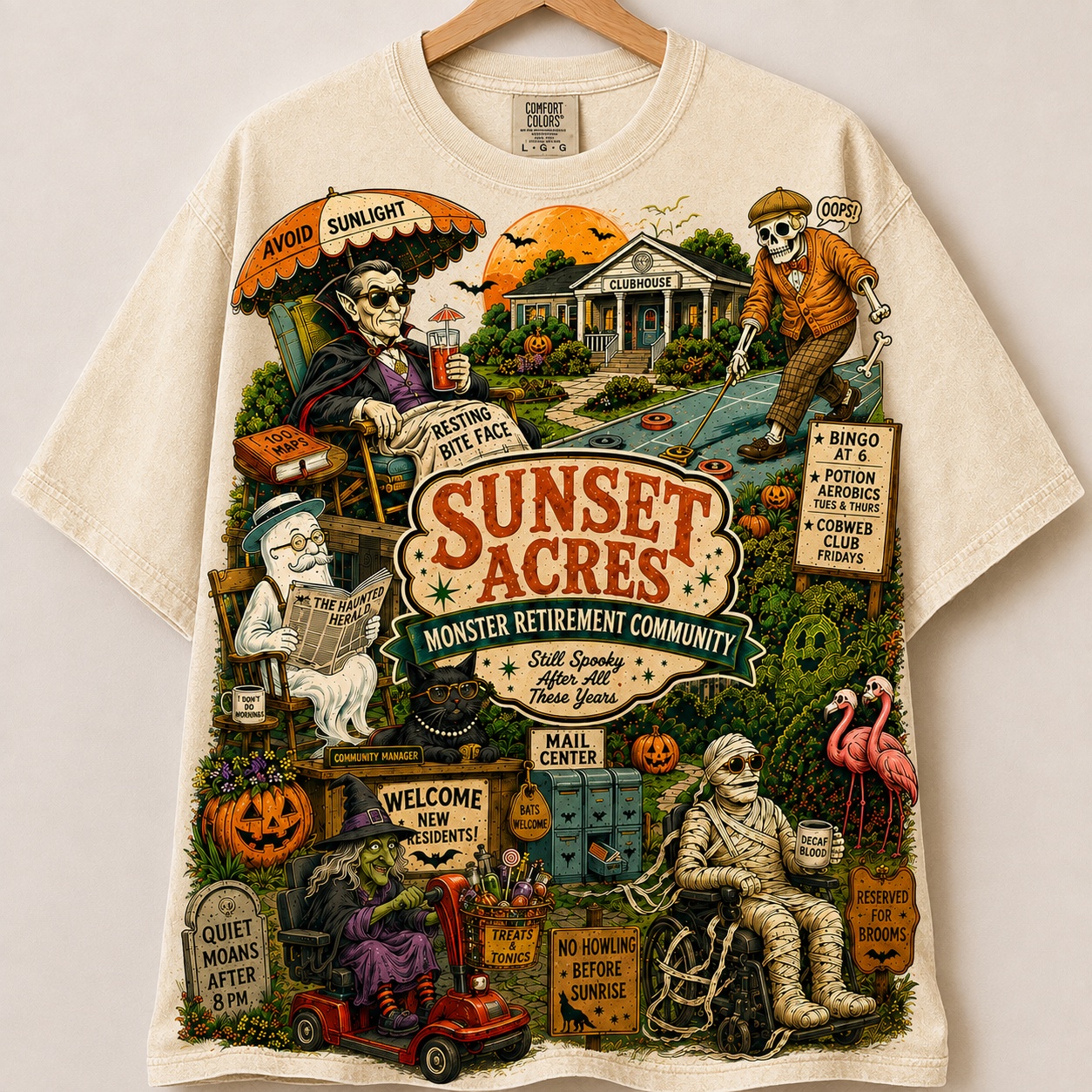 Sunset Acres Monster Retirement Community Halloween Shirt