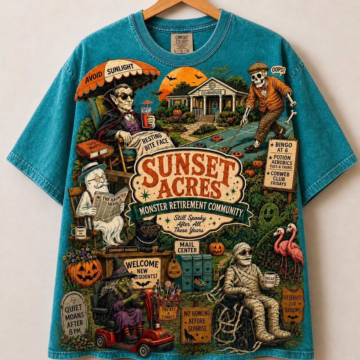Sunset Acres Monster Retirement Community Halloween Shirt