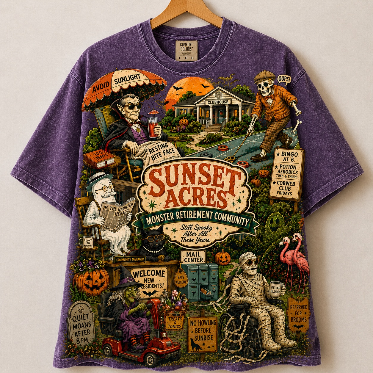 Sunset Acres Monster Retirement Community Halloween Shirt