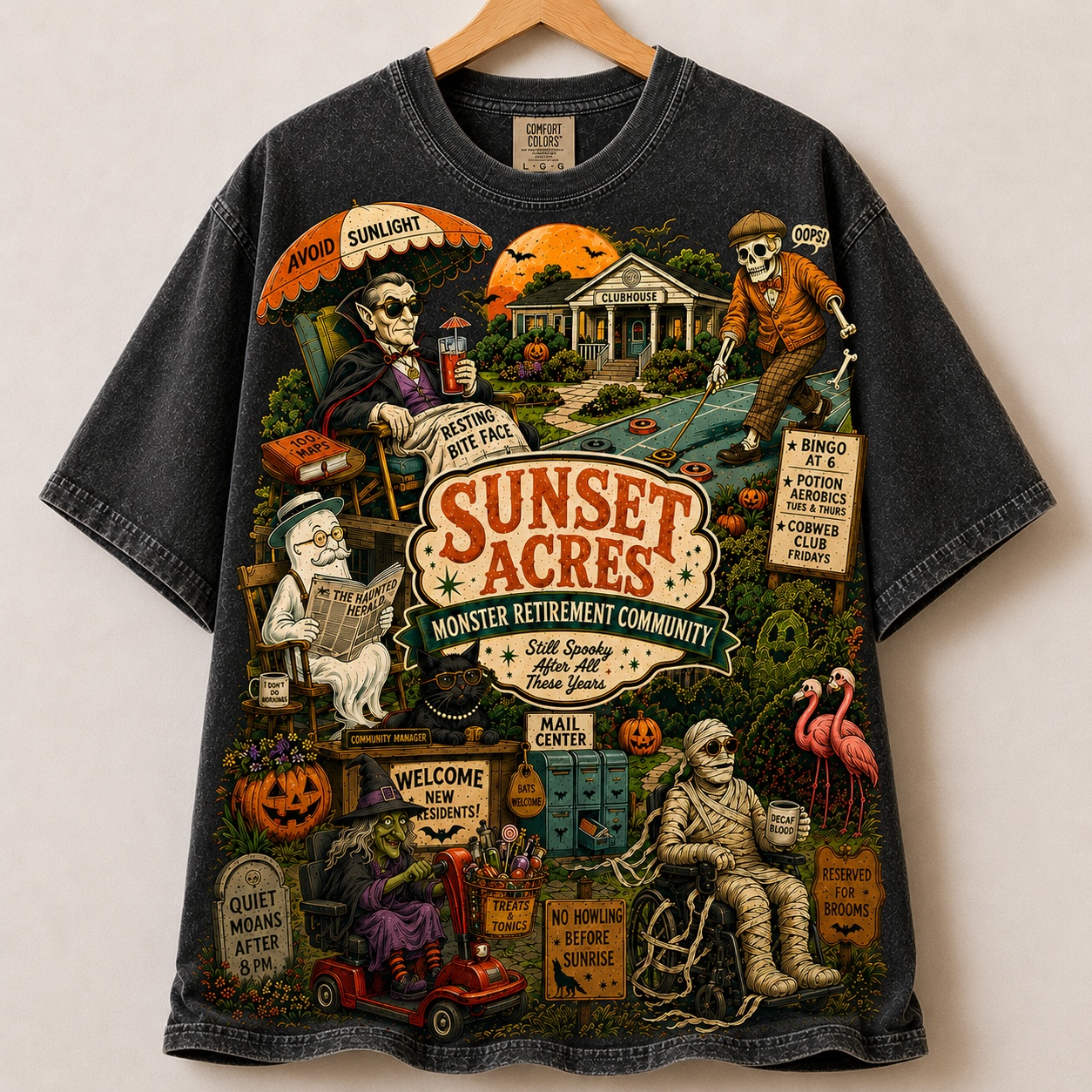 Sunset Acres Monster Retirement Community Halloween Shirt