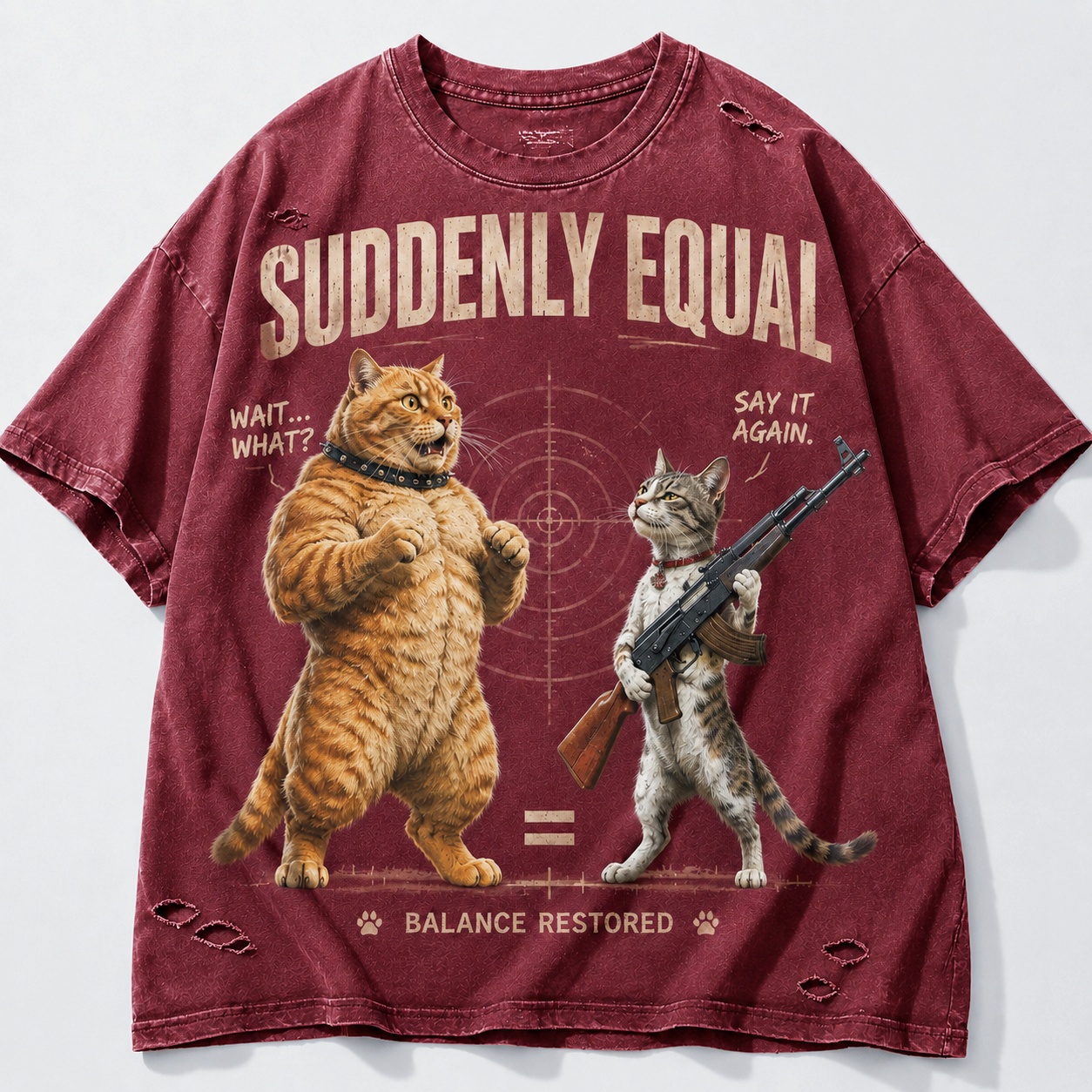 Suddenly Equal Funny Cat Balance Tee