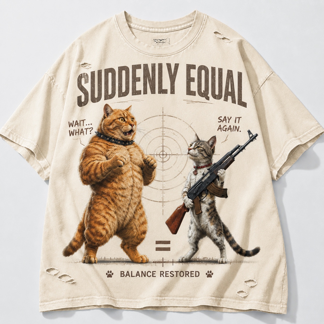 Suddenly Equal Funny Cat Balance Tee