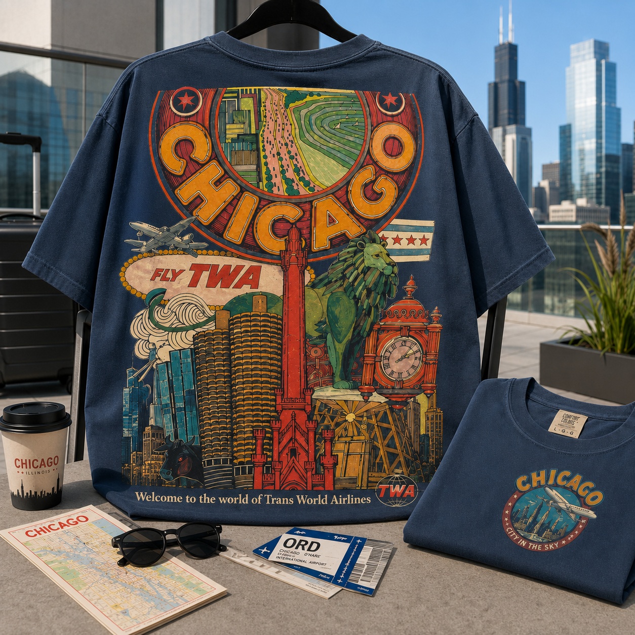 Chicago Retro Travel Collection Tee
