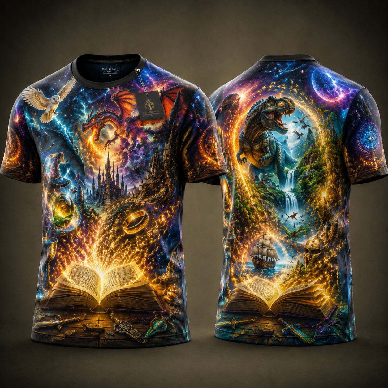 Worlds Beyond the Pages Fantasy Novel Tee