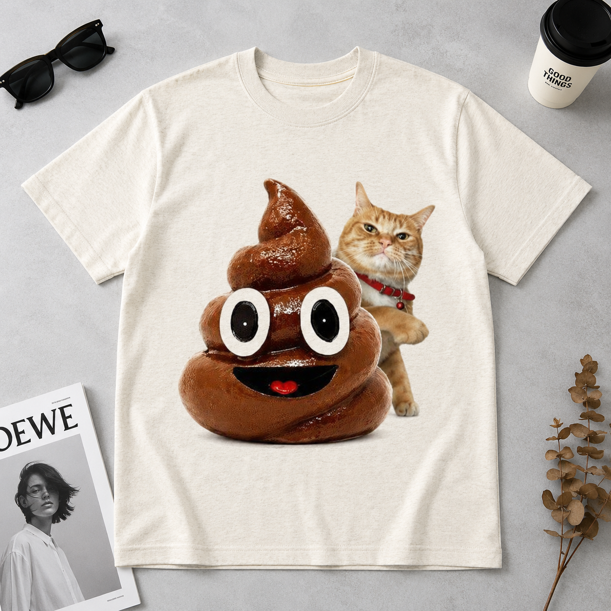 Poop Mood Cat – Funny Meme Cat Tee