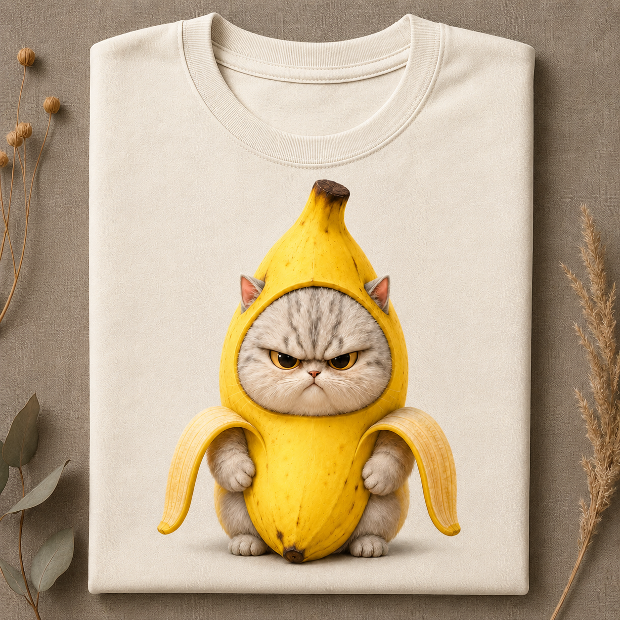Banana Mood Cat – Vintage Funny Cat Tee