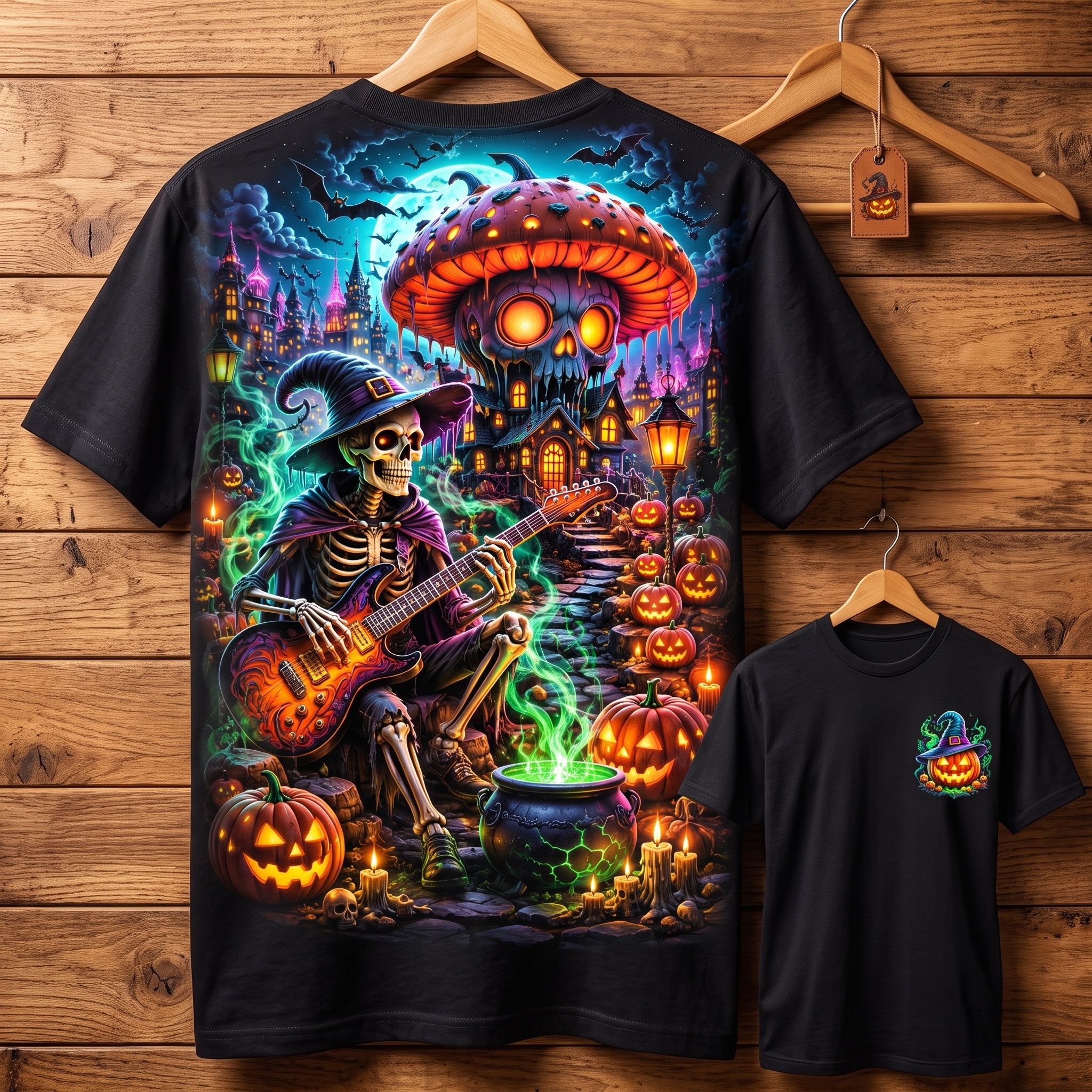 Haunted Pumpkin Rock Skeleton Tee