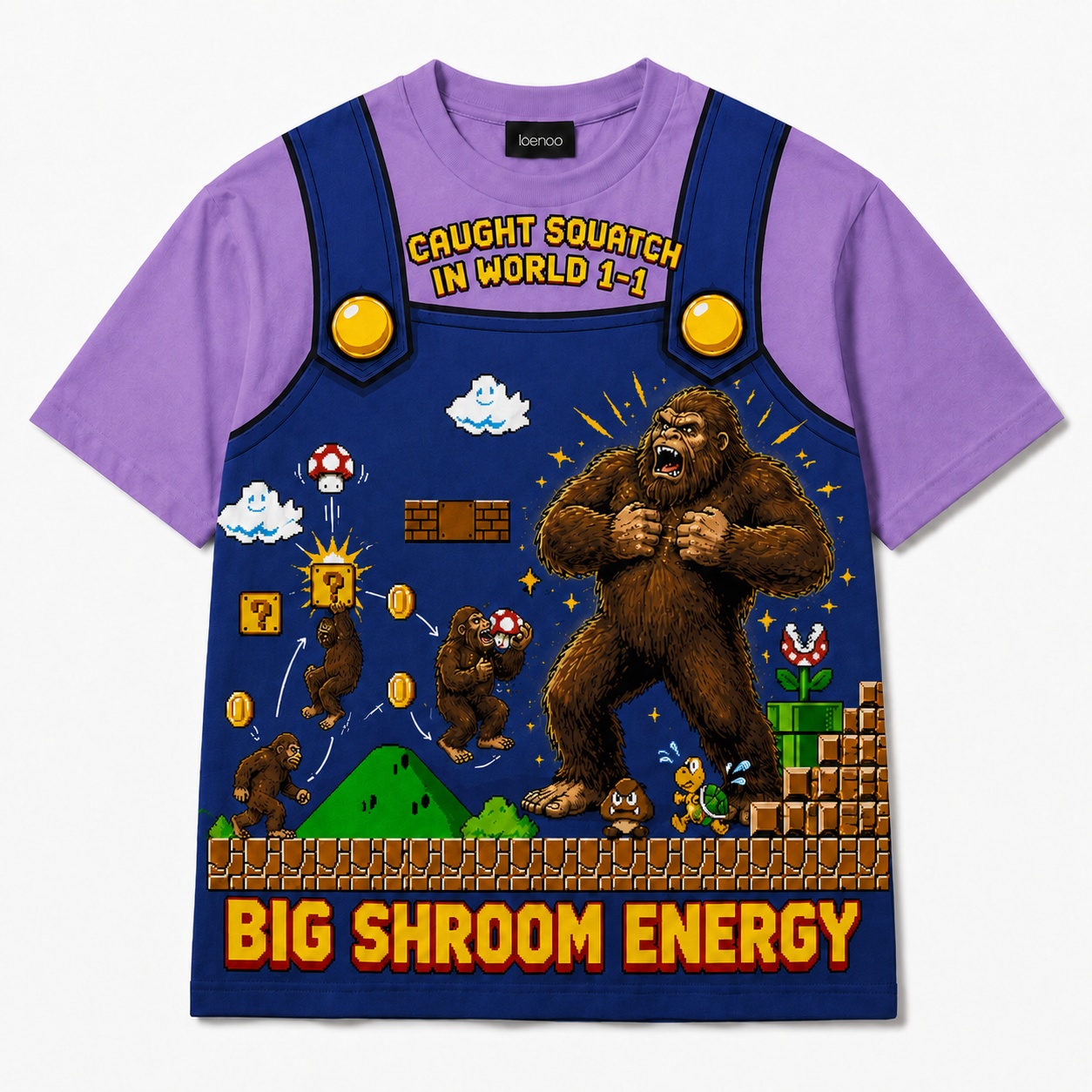 Big Shroom Energy – Retro Bigfoot Gaming Tee