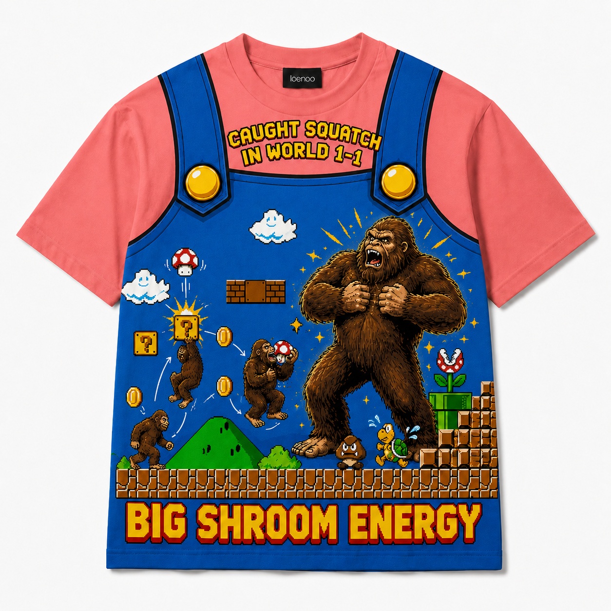 Big Shroom Energy – Retro Bigfoot Gaming Tee