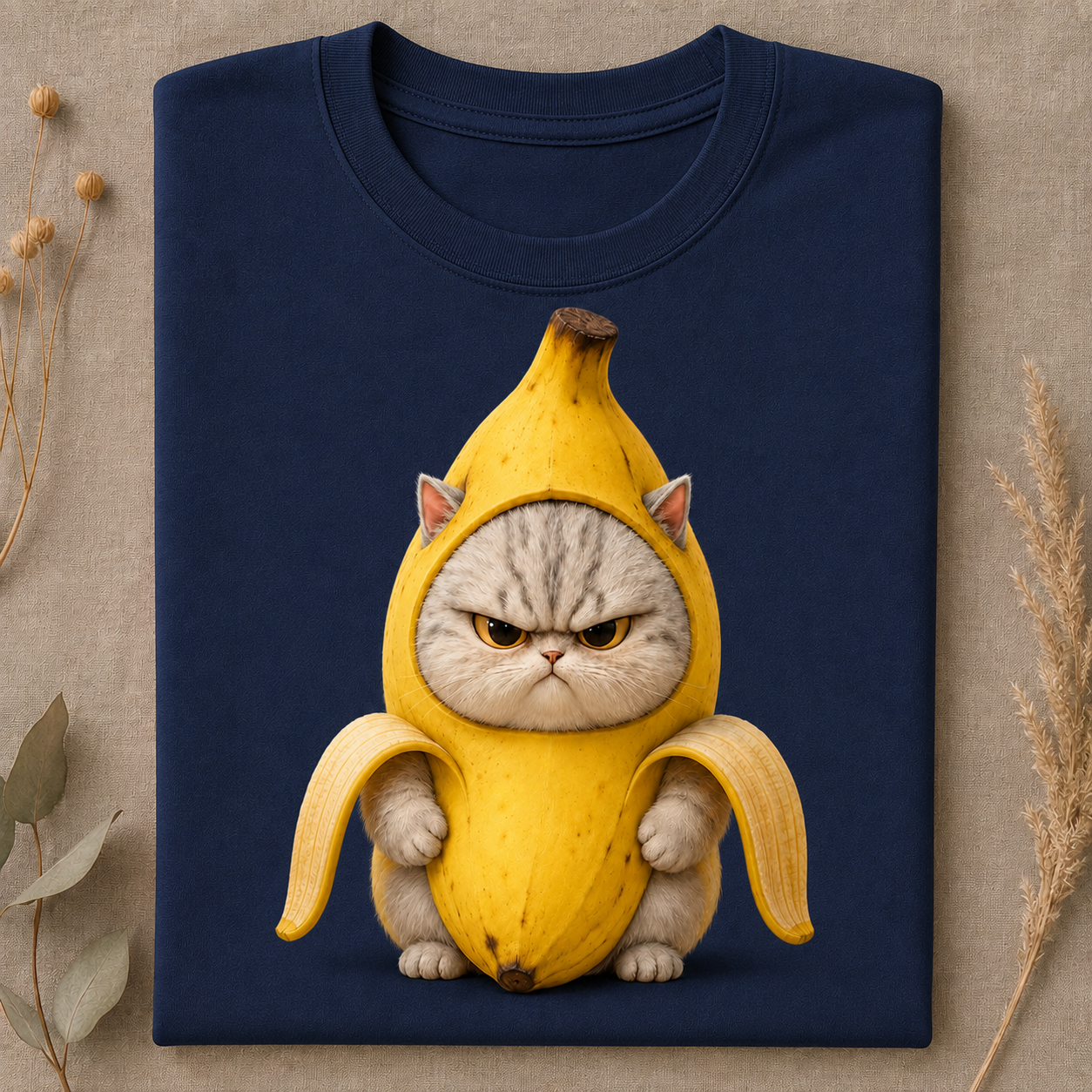 Banana Mood Cat – Vintage Funny Cat Tee