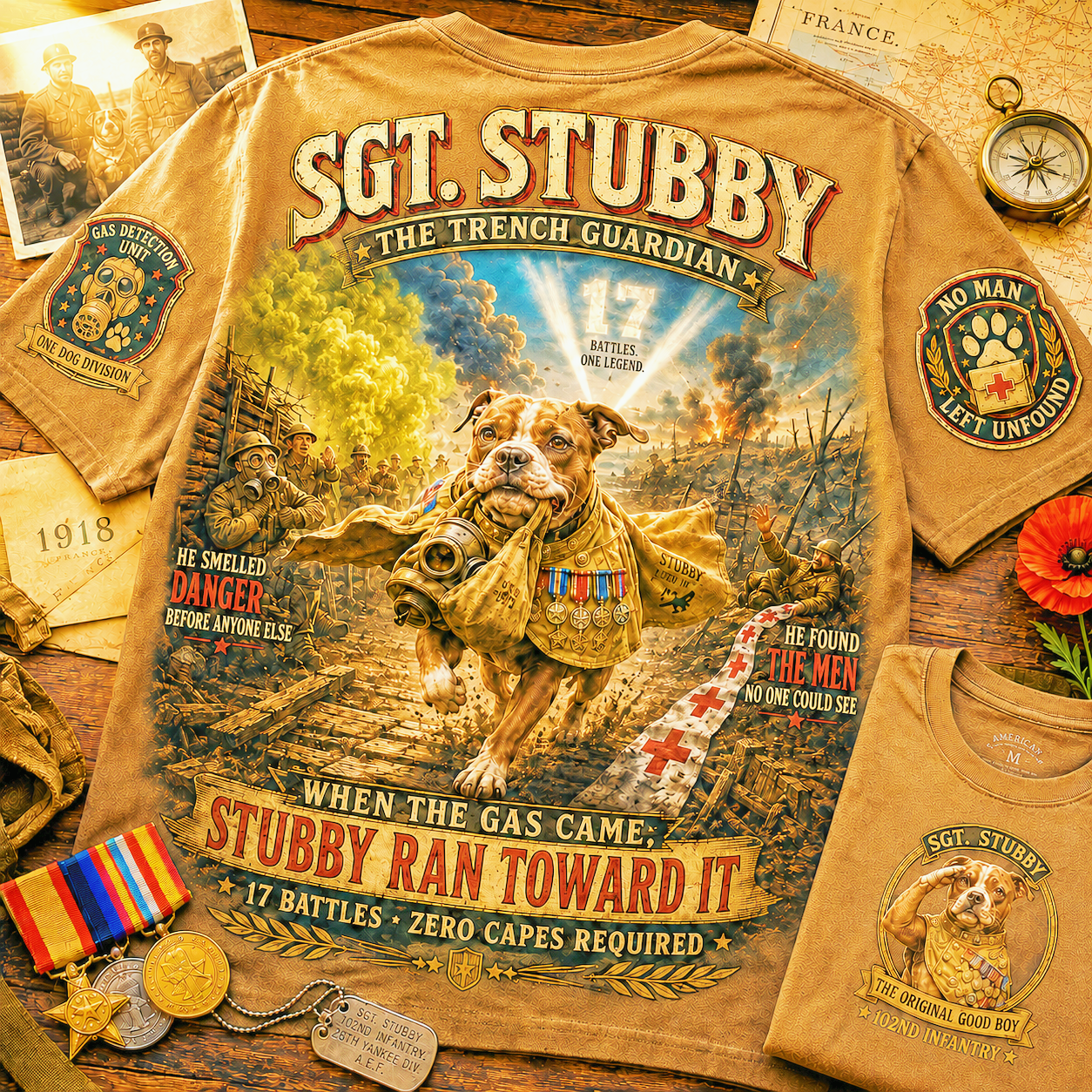 Sgt Stubby Trench Guardian Dog T-Shirt