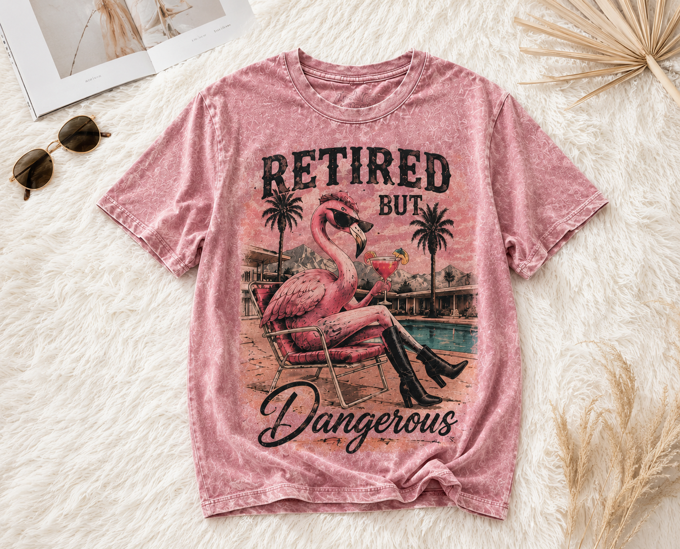 Too Fabulous To Fly – Vintage Flamingo Tee