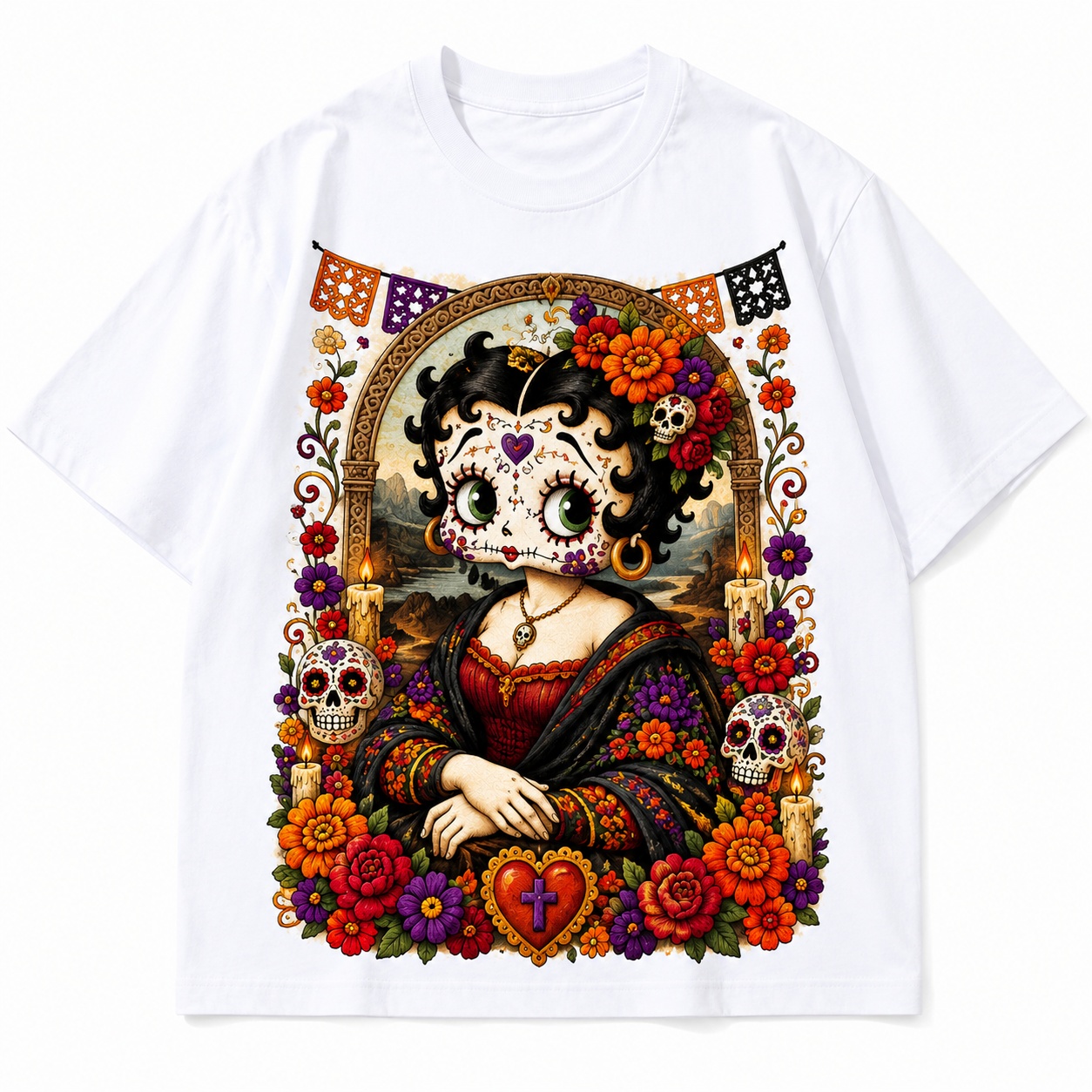 🌹💀 Mona Lisa Sugar Skull Queen Tee