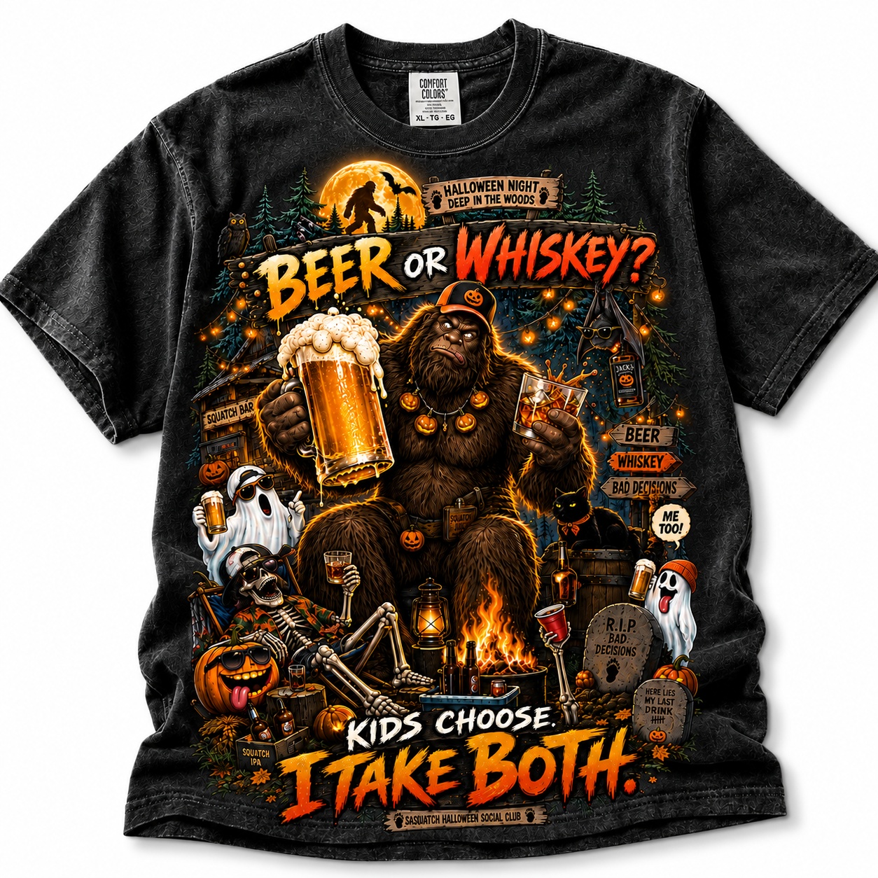 Funny Bigfoot Halloween T-Shirt for Adults