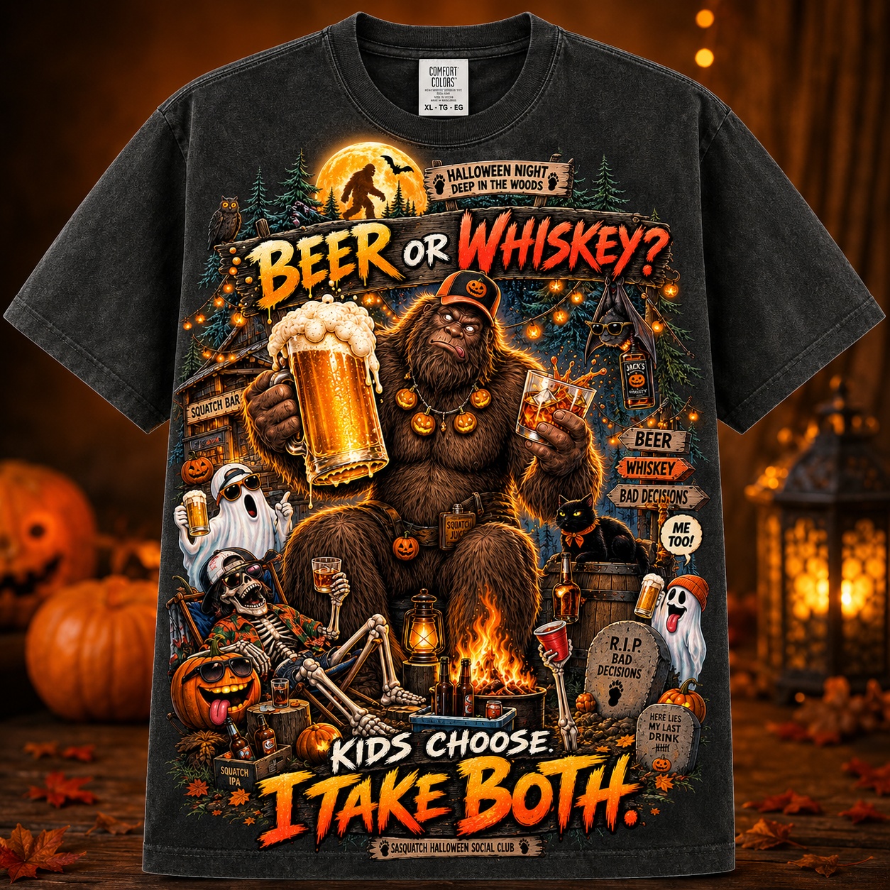 Funny Bigfoot Halloween T-Shirt for Adults