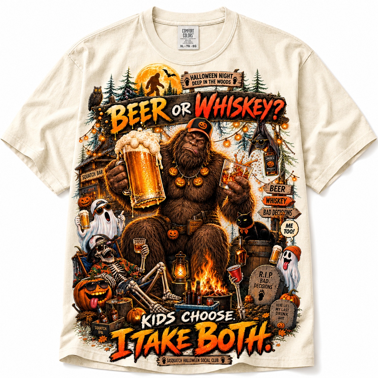 Funny Bigfoot Halloween T-Shirt for Adults