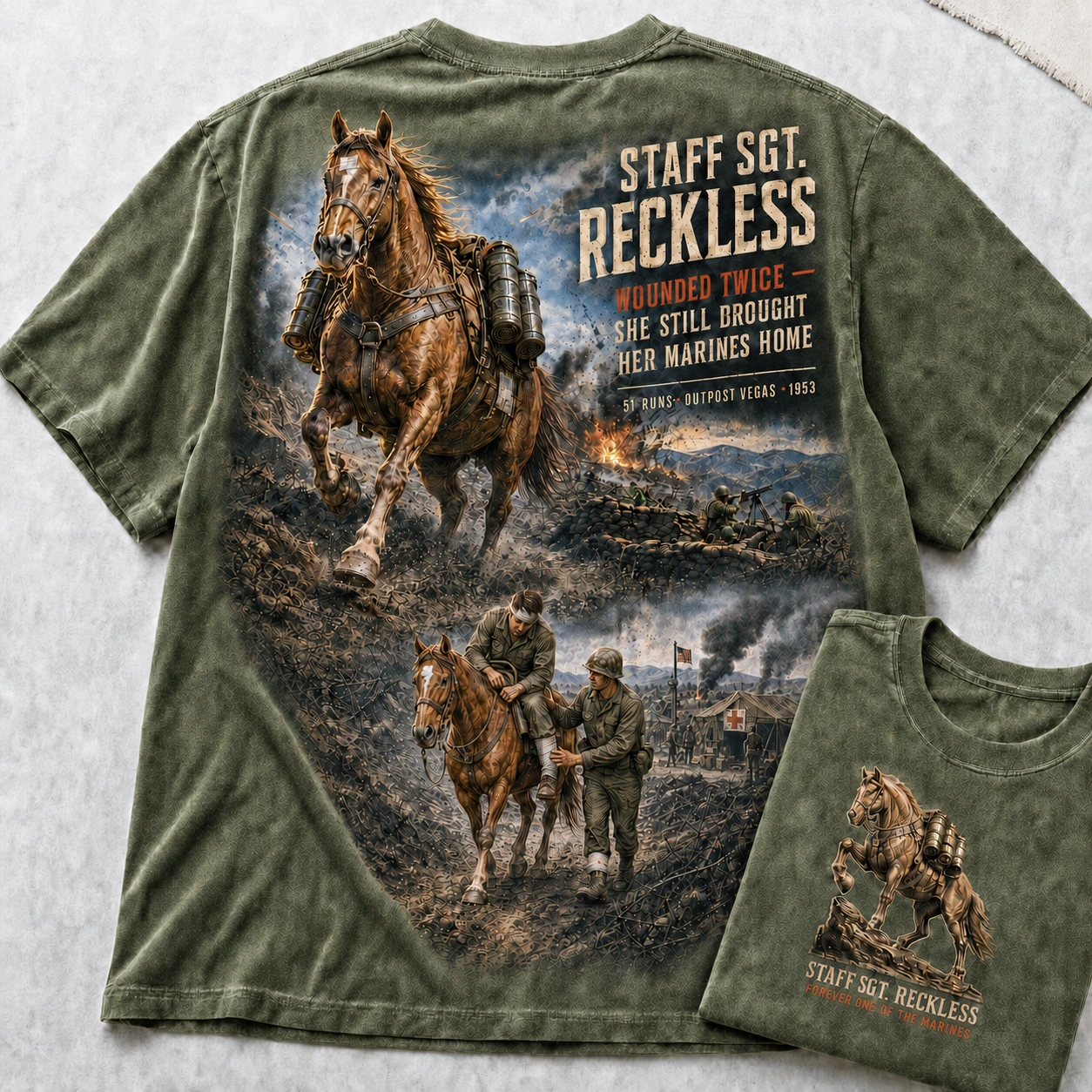 Staff Sergeant Reckless War Horse Tribute Tee