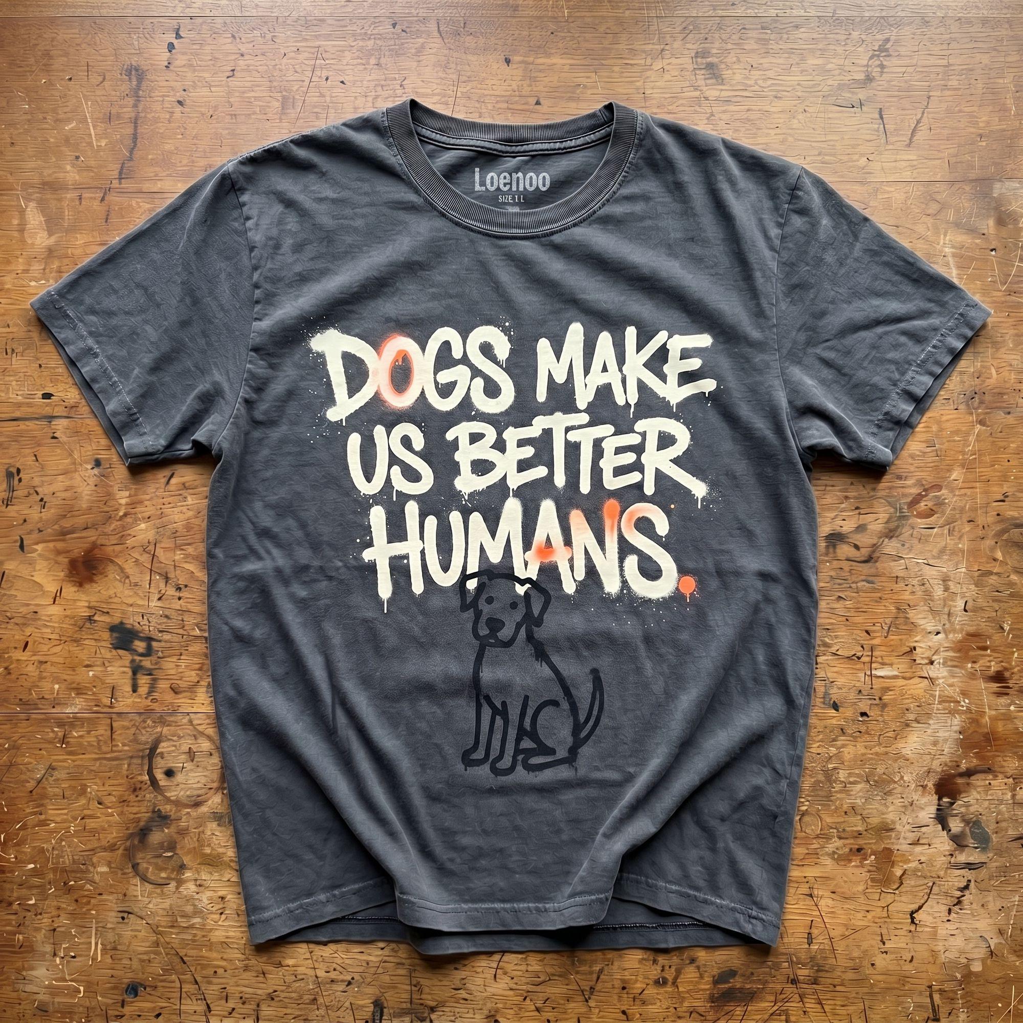 Dogs Make Us Better Humans" Graffiti Tee | Edgy Statement Shirt for Dog Lovers