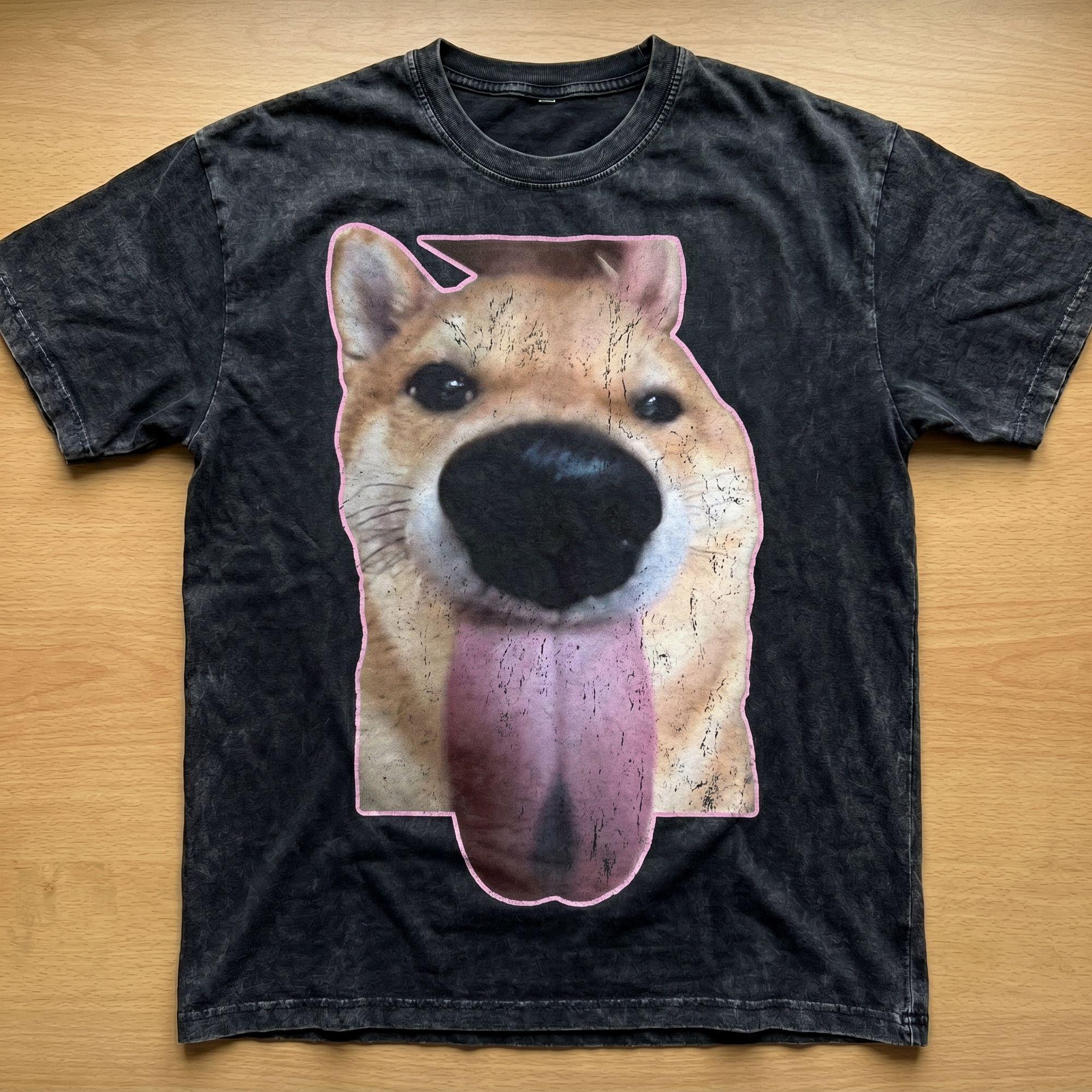 "Selfie Dog" Viral Meme Tee | Extreme Close-Up Shiba Inu with Giant Nose & Tongue