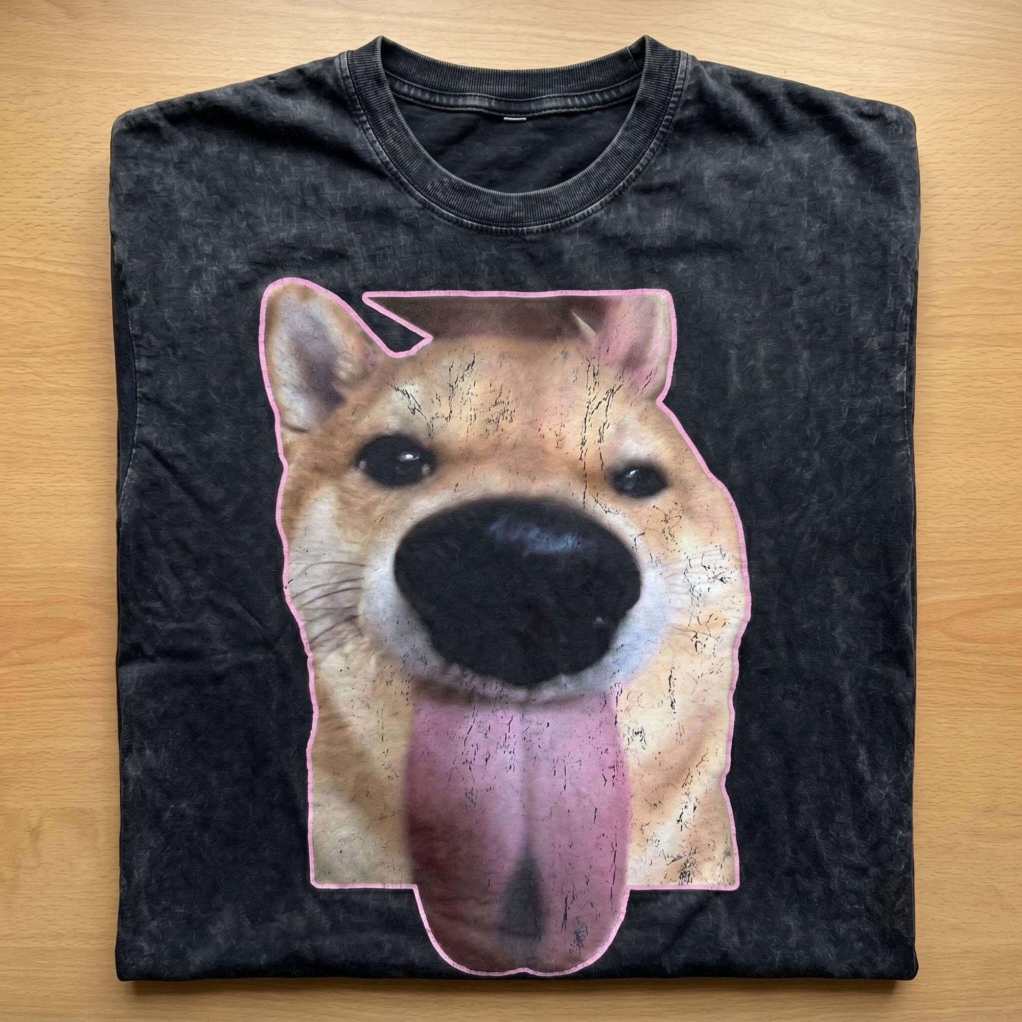 "Selfie Dog" Viral Meme Tee | Extreme Close-Up Shiba Inu with Giant Nose & Tongue