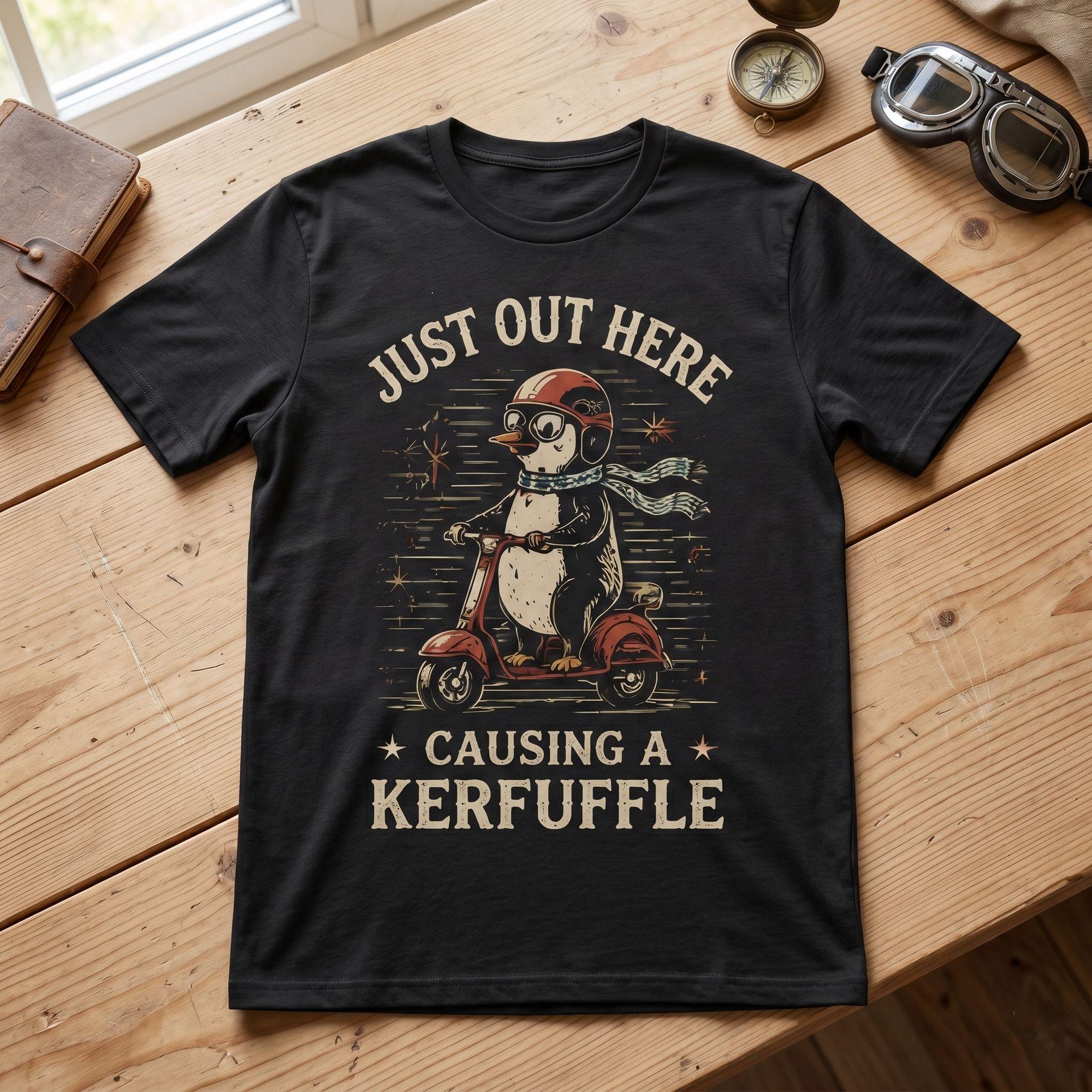 Funny Penguin Scooter Kerfuffle Vintage T-shirt