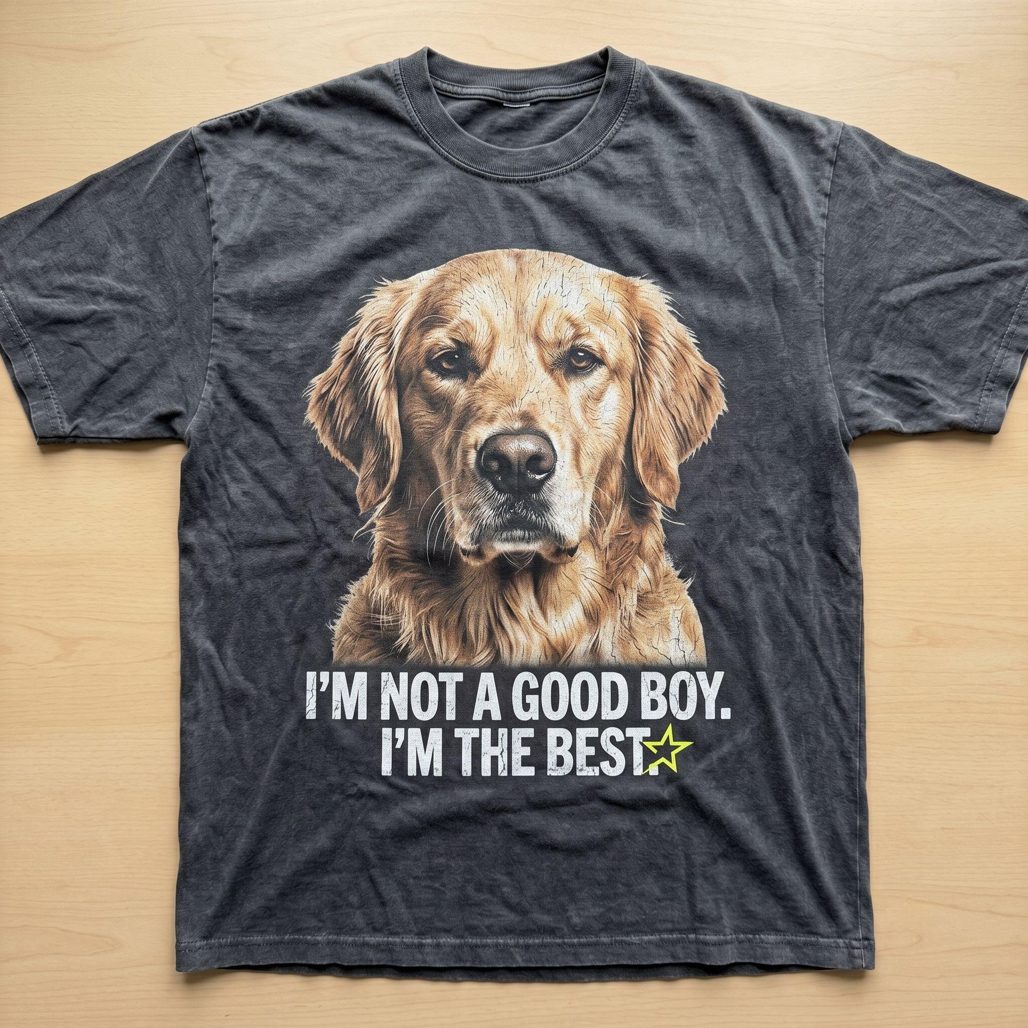 "I'M NOT A GOOD BOY. I'M THE BEST." Dog Tee | Confident Golden Retriever Graphic